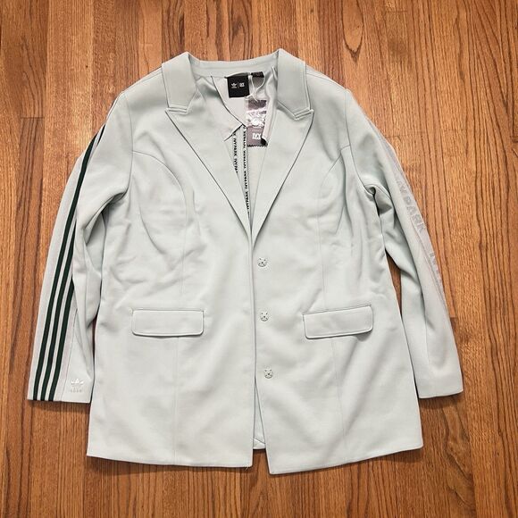 Adidas x Ivy Park Blazer Jacket Plus Size 1X Green Tint Three Striped GV4003 - Picture 3 of 8